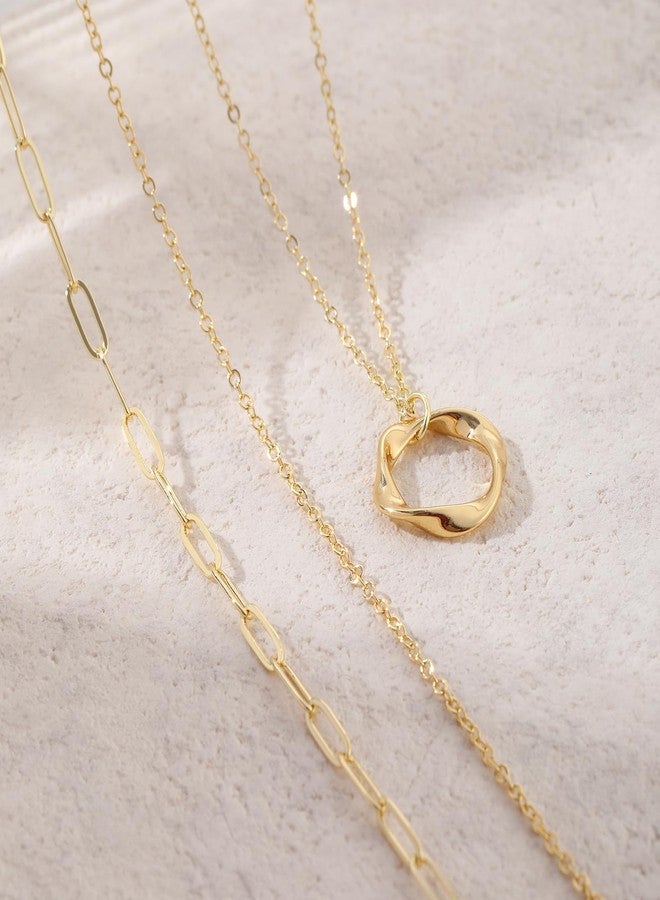 VIROMY Gold Necklace for Women 14k Gold Chain Necklaces Dainty Layered Necklaces Simple Stackable Pendant Necklaces Paperclip Dot Chain Choker Jewelry for Women - Image 5